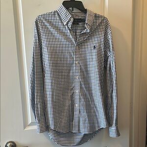 Polo by Ralph Lauren Blue and White Casual Button Down Shirt